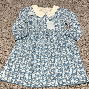 Hill House The Tiny Lottie Dress Blue Linear Floral Dress